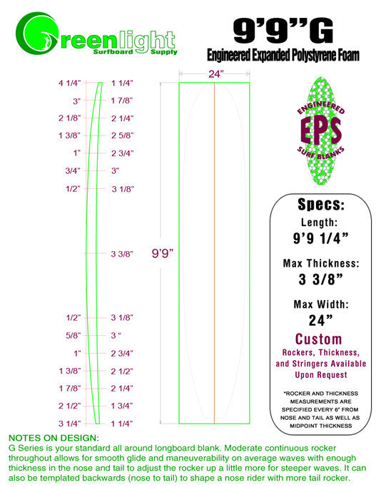[G Series] EPS Foam Longboard Surfboard Blanks : Standard All Around Longboard Blank