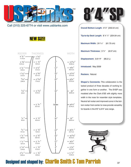 US Blanks 84SP Surfboard Blank