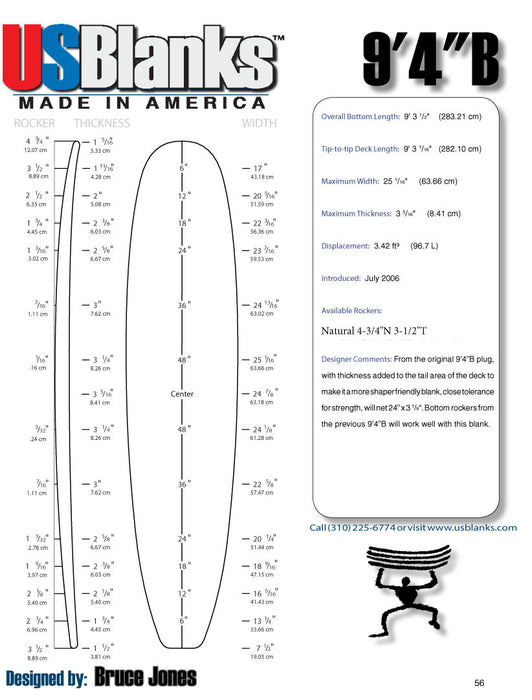 US Blanks 94B Surfboard Blank