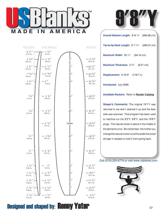 US Blanks 98Y Surfboard Blank