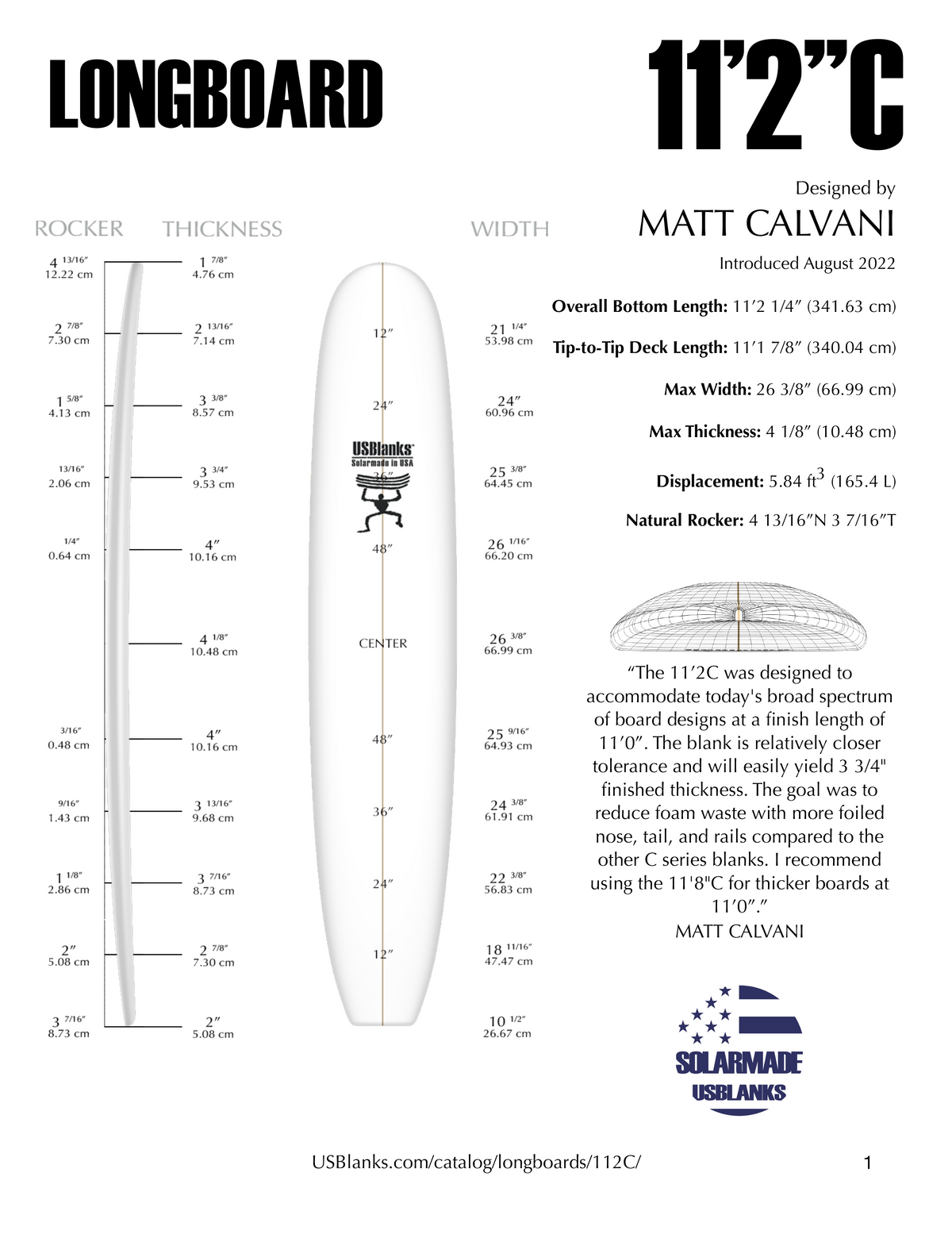 US Blanks 112C Surfboard Blank — Greenlight Surf Co.