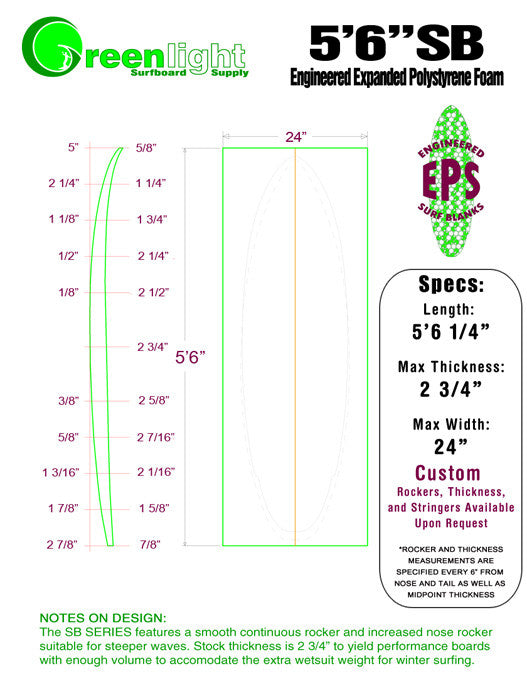 [SB Series] EPS Foam Shortboard Surfboard Blanks : More Nose Rocker and Less Tail Rocker