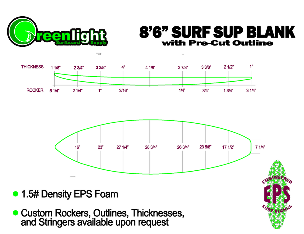 3. Surfboard Foam Blanks EPS Surf Foam Blanks & PU Foam Surf Blanks — Greenlight Surf Co.