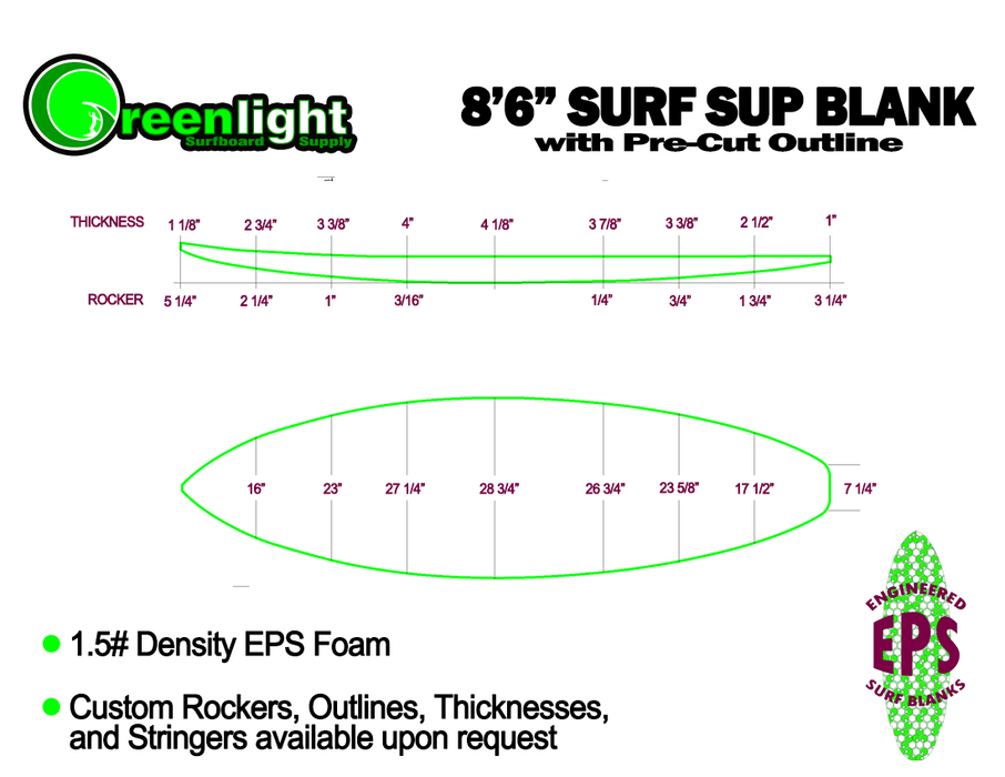 [SUP SERIES] 1.5# Density EPS Foam SUP (Stand Up Paddleboard) Blanks