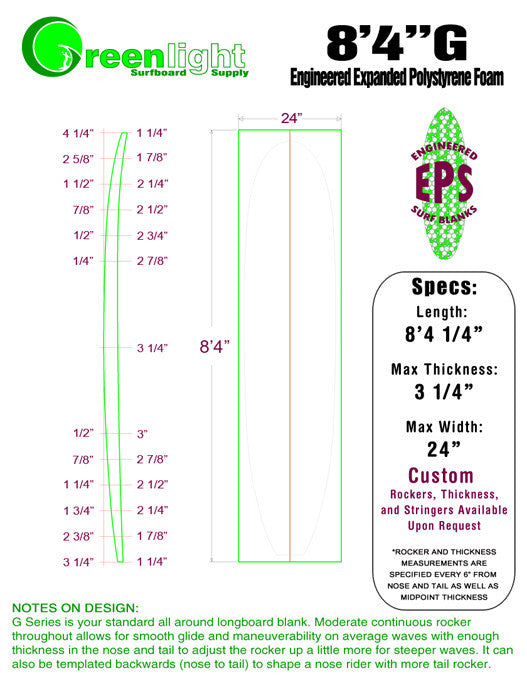 [G Series] EPS Foam Longboard Surfboard Blanks : Standard All Around Longboard Blank