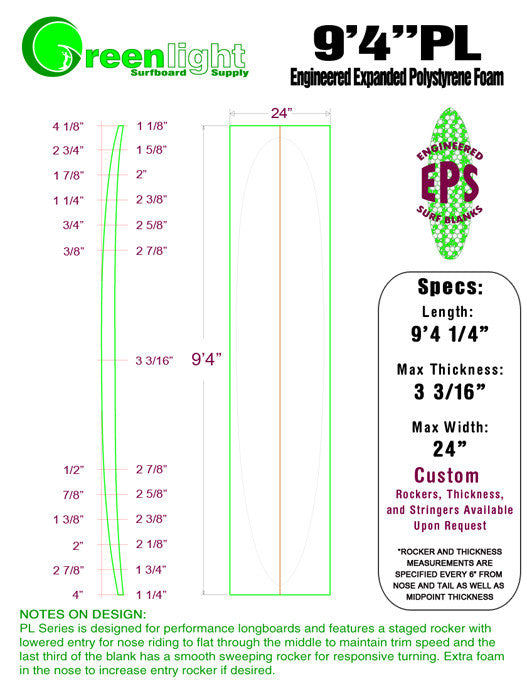 [PL Series] EPS Foam Longboard Surfboard Blanks : High Performance Longboards