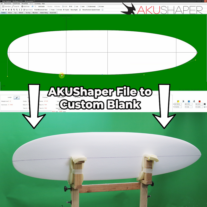 Custom Designed Engineered EPS Foam Blank 7'7" - 8'11" Long