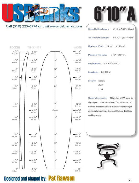 US Blanks 610A surf board blank - how to shape a surfboard
