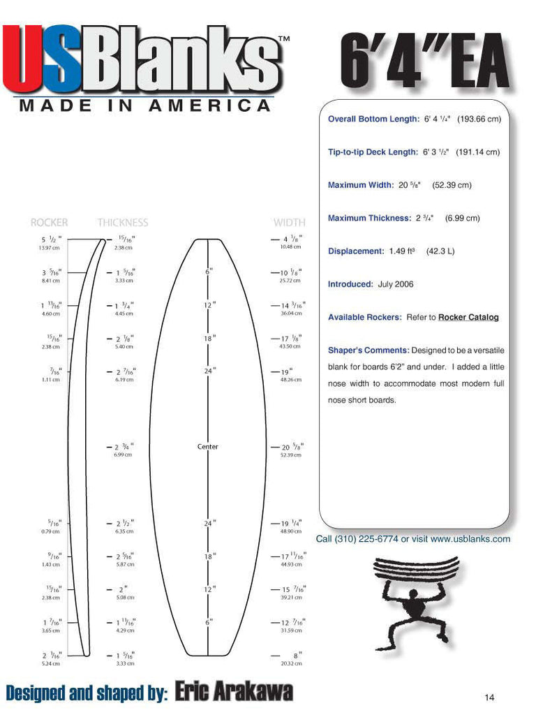 US Blanks 64EA Surfboard Blank — Greenlight Surf Co.