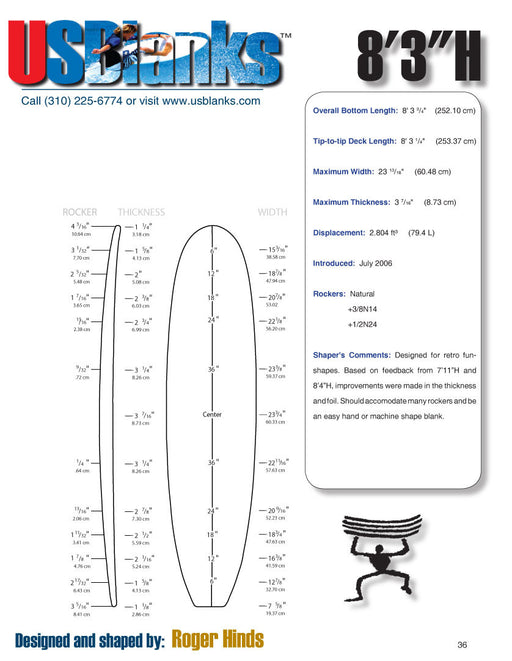 US Blanks 83H Surfboard Blank